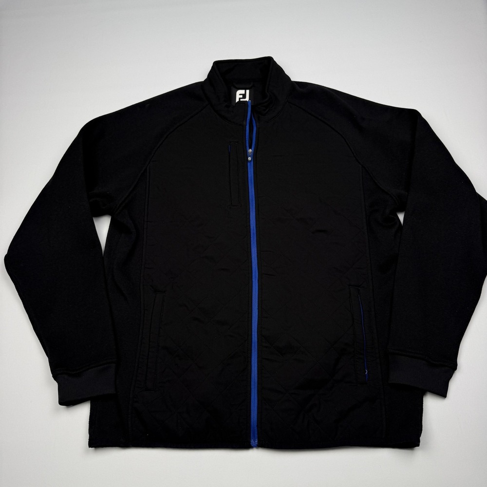 FootJoy Quilted Fleece Jacket Mens Large Black Full Zip Golf